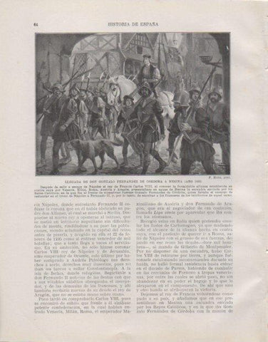 LAMINA V33712: Llegada de Don Gonzalo Fernandez de Cordoba a Mesino por F. Mota