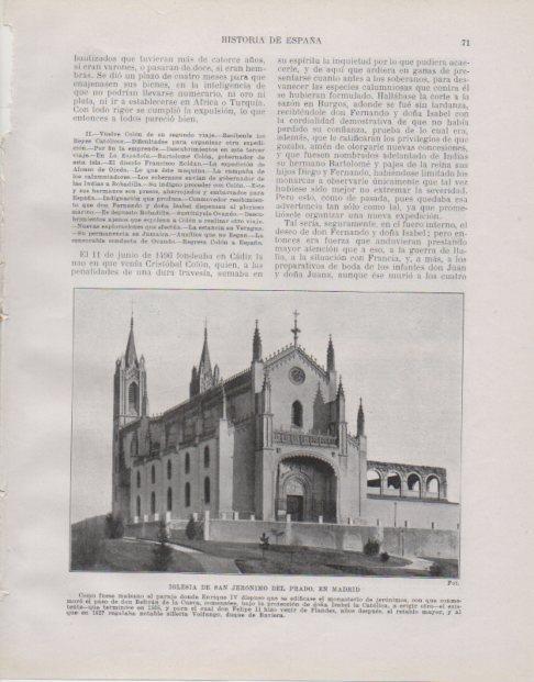 LAMINA V33715: Iglesia de San Jeronimo del Prado en Madrid