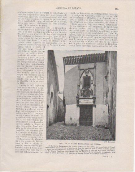 LAMINA V33683: Casa de la Santa Hermandad en Toledo