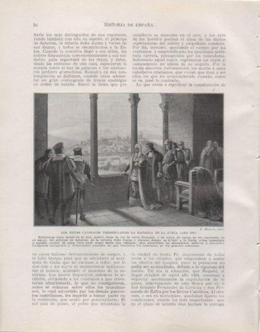 LAMINA V33701: Los Reyes Catolicos presenciando la batalla de La Zubia por F. Blanch