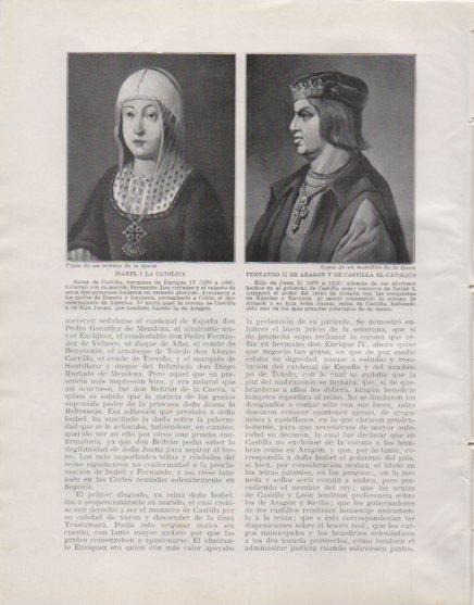 LAMINA V33689: Isabel I La Catolica y Fernando II de Aragon y Castilla El Catolico