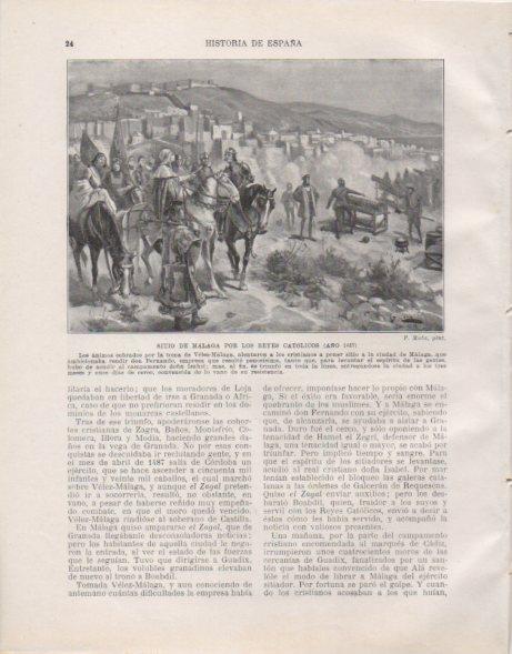 LAMINA V33698: Sitio de Malaga por los Reyes Catolicos por F. Mota