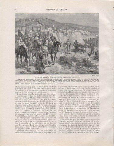 LAMINA V33698: Sitio de Malaga por los Reyes Catolicos por F. Mota