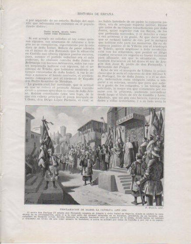 LAMINA V33690: Proclamacion de Isabel La Catolica por F. Blanch