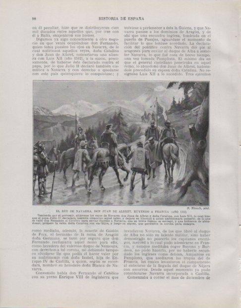 LAMINA V33726: Juan de Albret huyendo hacia Francia por F. Blanch