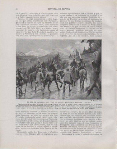 LAMINA V33726: Juan de Albret huyendo hacia Francia por F. Blanch