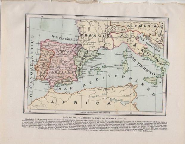 LAMINA V33727: Mapa de España antes de la union de Aragon y Castilla