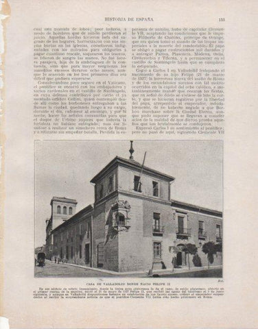 LAMINA V33765: Casa de Valladolid donde nacio Felipe II