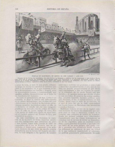 LAMINA V33749: Fiestas en Barcelona en honor de Don Carlos I por F. Blanch