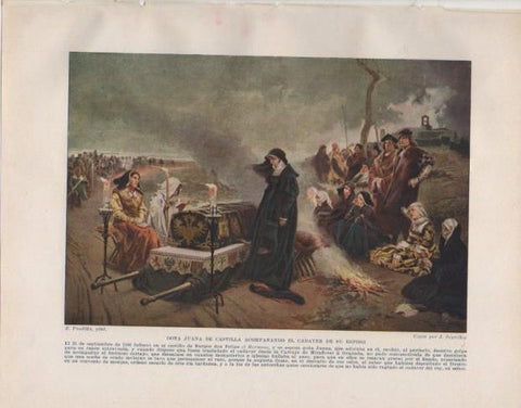 LAMINA V33732: Doña Juana de Castilla junto al cadaver de su esposo copia por J. Segrelles