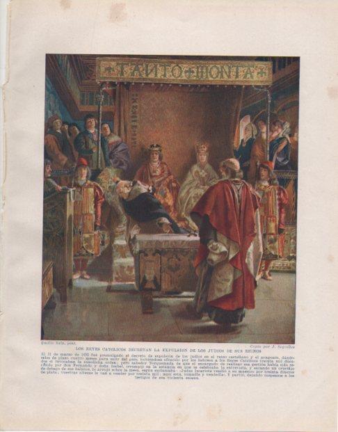 LAMINA V33743: Los Reyes Catolicos decretan la expulsion de los judios copia por J. Segrelles