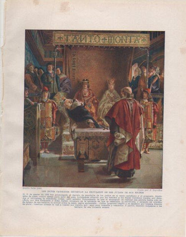 LAMINA V33743: Los Reyes Catolicos decretan la expulsion de los judios copia por J. Segrelles