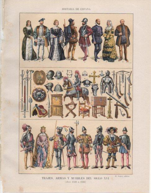 LAMINA V33744: Trajes armas y muebles del siglo XVI