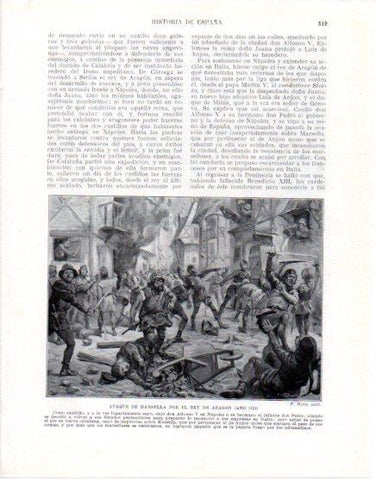 LAMINA V33676: Ataque de Marsella por el Rey de Aragon por F. Mota