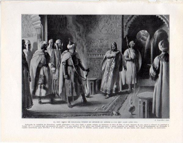 LAMINA V33609: El rey de Granada Yusuf III ofrece su apoyo a Cid Abu Said por J. Segrelles