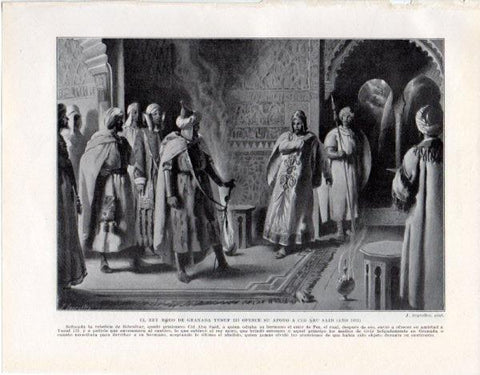 LAMINA V33609: El rey de Granada Yusuf III ofrece su apoyo a Cid Abu Said por J. Segrelles