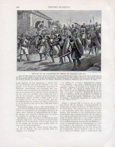 LAMINA V33612: Entrada de los aragoneses en tierras de Valencia por J. G. Mencia