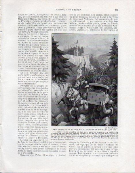 LAMINA V33613: Don Pedro II de Aragon en el collado de Panisars por F. Blanch