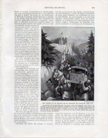 LAMINA V33613: Don Pedro II de Aragon en el collado de Panisars por F. Blanch