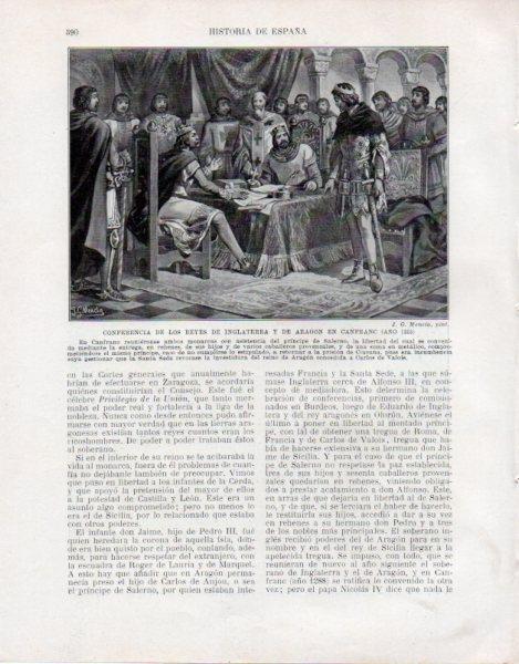 LAMINA V33614: Conferencia de los reyes de Inglaterra y Aragon en Canfranc por J. G. Mencia