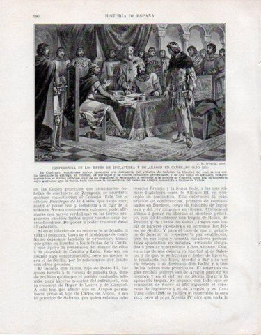 LAMINA V33614: Conferencia de los reyes de Inglaterra y Aragon en Canfranc por J. G. Mencia