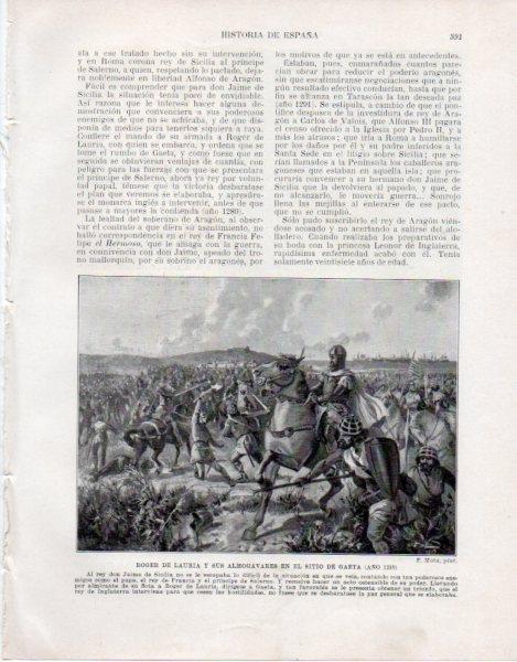LAMINA V33615: Roger de Lauria y sus almogavares en el sitio de Gaeta por F. Mota