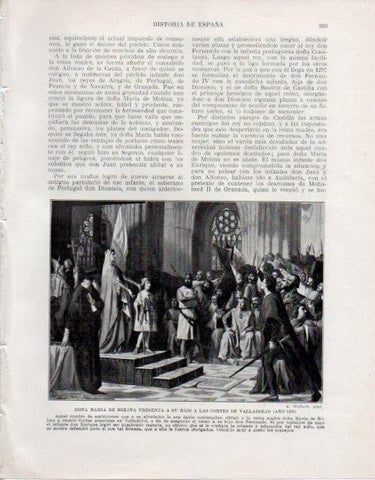 LAMINA V33616: Doña Maria de Molina presenta a su hijo a las Cortes de Valladolid por A. Gisbert