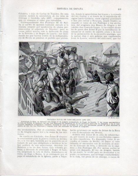 LAMINA V33620: Batalla naval de Cabo Orlando por F. Mota