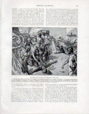 LAMINA V33620: Batalla naval de Cabo Orlando por F. Mota