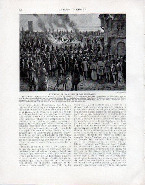 LAMINA V33622: Extincion de la Orden de los Templarios por F. Mota