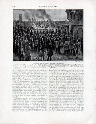 LAMINA V33622: Extincion de la Orden de los Templarios por F. Mota