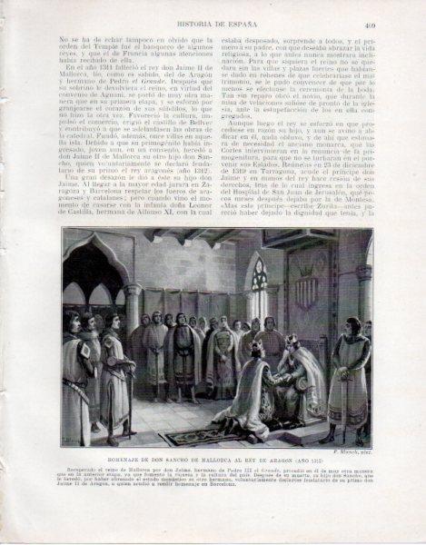 LAMINA V33623: Homenaje de Don Sancho de Mallorca al rey de Aragon por F. Blanch