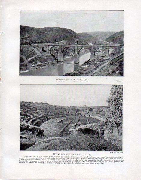 LAMINA V33584: Puente de Alcantara y Ruinas del anfiteatro de Italica