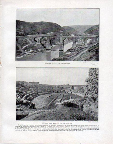 LAMINA V33584: Puente de Alcantara y Ruinas del anfiteatro de Italica