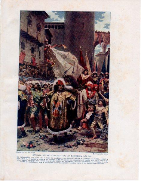 LAMINA V33594: Entrada del principe de Viana en Barcelona por R. Tusquets