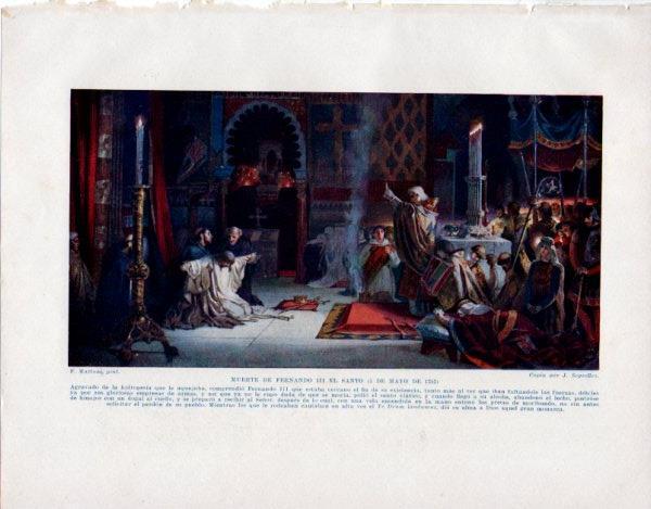 LAMINA V33602: Muerte de Fernando III El Santo copia por J. Segrelles