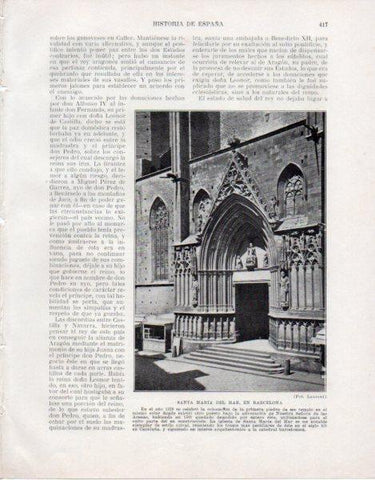 LAMINA V33627: Vista de Santa Maria del Mar en Barcelona