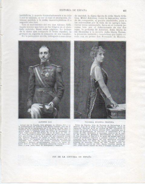 LAMINA V34162: Reyes Alfonso XIII y Victoria Eugenia