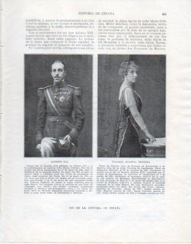 LAMINA V34162: Reyes Alfonso XIII y Victoria Eugenia