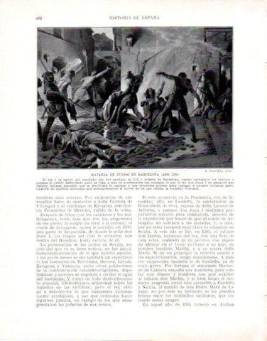 LAMINA V33658: Matanza de judios en Barcelona por J. Segrelles