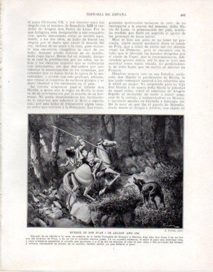LAMINA V33659: Muerte de Don Juan I de Aragon por J. Cuchy