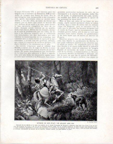 LAMINA V33659: Muerte de Don Juan I de Aragon por J. Cuchy