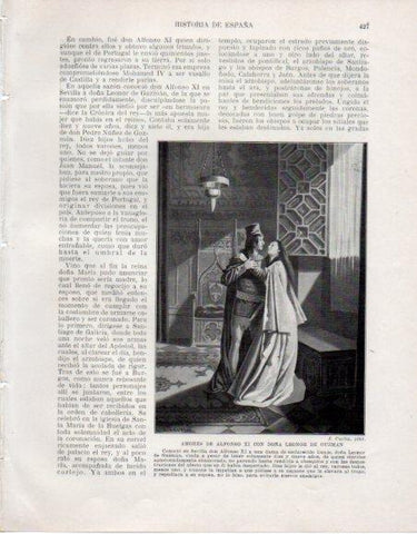 LAMINA V33631: Amores de Alfonso XI con Doña Leon de Guzman por J. Cuchy