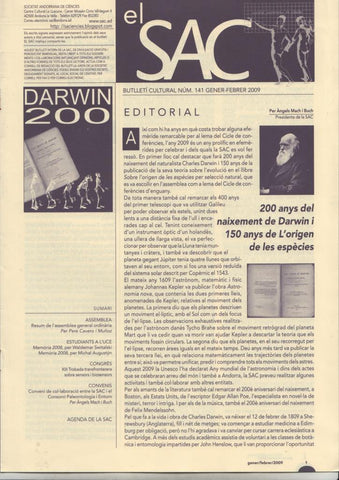 El Sac (Societat Andorrana de Ciències). Butlletí cultural num 141, gener-febrer 2009