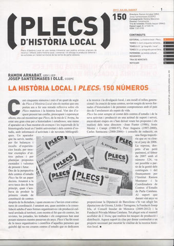Revista: Plecs d'Historia Local num 150, juliol/agost 2013
