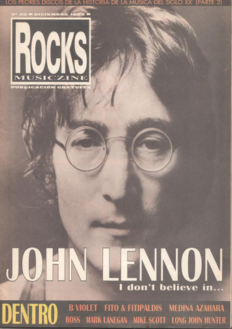 Revista Rocks Musiczine num 20, diciembre 1998. Portada y artículo sobre John Lenon