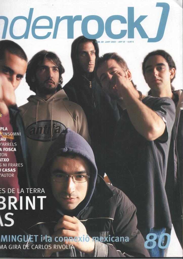 Revista Enderrock num 80, juny 2002. Portada el grupo valenciano Obrint Pas en ritmes de la Terra