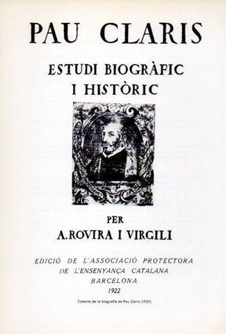 LAMINA V34638: Coberta de la biografia de Pau Claris 1922 per Rovira i Virgili
