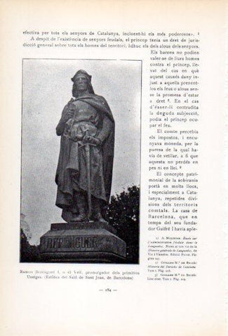 LAMINA V34552: Ramon Berenguer I, estatua del Salo de San Joan de Barcelona