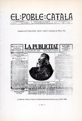 LAMINA V34625: Portada La Publicitat col.laboracio diaria de Rovira i Virgili entre 1922 i 1928